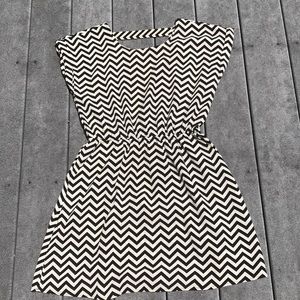 Chevron Black and White Midi Dress By Pink Republic